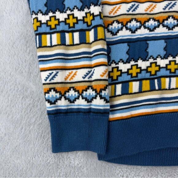 Lacoste Live Men's Small Aztec Print Cotton Long Sleeve Sweater - Picture 5 of 13